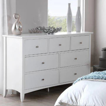 Juliette Shabby Chic Antique White 5 Drawer Chest of Drawers