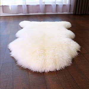 HLZDH Faux Fur Soft Fluffy Single Sheepskin Stule Style Rug, Faux Fleece Chair Cover Seat Pad Soft Fluffy Shaggy Area Rugs for Bedroom Sofa Floor（White, 60 X 90 CM） HLZDH