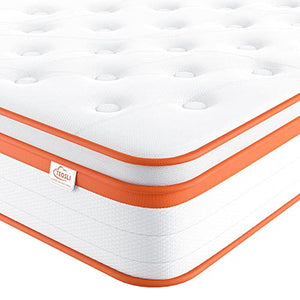 TeQsli Double Mattress 4FT6, 10 Inch Gel Memory Foam 7 Zone Orthopedic Double Mattress Pocket Sprungs Wave Memory Foam Hybrid Mattress, Medium Firm Motion Isolation Mattress 135x190x25 cm TeQsli