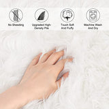 HLZDH Faux Fur Soft Fluffy Single Sheepskin Stule Style Rug, Faux Fleece Chair Cover Seat Pad Soft Fluffy Shaggy Area Rugs for Bedroom Sofa Floor（White, 60 X 90 CM） HLZDH