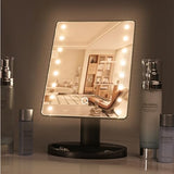 H&S Makeup Mirror with Lights - Light Up Vanity Mirror for Dressing Table Bathroom Desk - Battery Operated with LED Lights - Includes Detachable 10x Magnifying Mirror - Black H&S