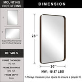 ANDY STAR Wall Mirror for Bathroom, 20”x28”Brushed Bronze Bathroom Mirror, Rounded Rectangle Mirror in Premium Stainless Steel Metal Frame Hangs Horizontal Or Vertical ANDY STAR