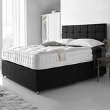 DBZ BEDS Reinforced Small Double Bed Set 4 FT with 2000 Series Mattress - Black Venice Divan Beds Set with Various Storage Options – 26 Inch Headboard with Chrome Glider Feet (Small Double) DBZ BEDS