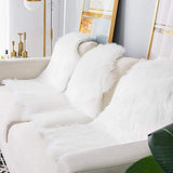 HLZDH Faux Fur Soft Fluffy Single Sheepskin Stule Style Rug, Faux Fleece Chair Cover Seat Pad Soft Fluffy Shaggy Area Rugs for Bedroom Sofa Floor（White, 60 X 90 CM） HLZDH