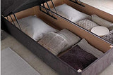 DivanBedsDeals Ottoman Storage Charcoal Fabric Chenille Divan Bed with Mattress Included – 24" High Headboard – 4FT6 Double Bed with mattress and Under Bed Storage(L= 190 x W= 135 cm) DivanBedsDeals