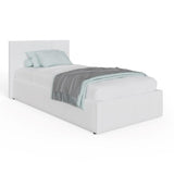 GFW Classic Leather Upholstered Ottoman Storage Bed With Gas Side Lift & Under Bed Storage, Single, White GFW