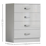 Modern 3 Piece Bedroom Storage Set High Gloss White 2 Door Wardrobe Set Chest of Drawers Bedside Table Sleek Storage Solution (High Gloss White) We Love Our Beds