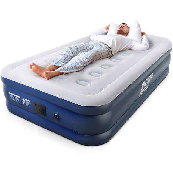 Active Era Premium Single Air Bed Inflatable Mattress with a Built-in Electric Pump and Pillow Active Era