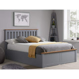 Grey Ottoman Storage Bed, Happy Beds Phoenix Stone Grey Wood Modern Bed - 4ft6 Double (135 x 190 cm) Frame Only happybeds