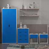 AFN Home Delvito 4 Piece Bedroom Furniture Set - Includes Wardrobe, 5 Drawer Chest, Bedside Cabinet (Blue on White) AFN Home