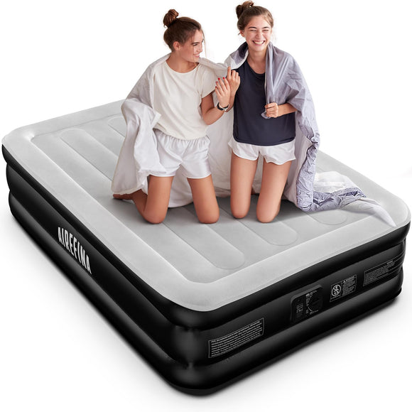 Airefina Double Size Air Bed with Built-in Electric Pump, 3 Mins Fast Inflation/Deflation Inflatable Mattress, Portable Blow Up Bed for Home Camping, Type-0 Technology 190x137x46cm Airefina