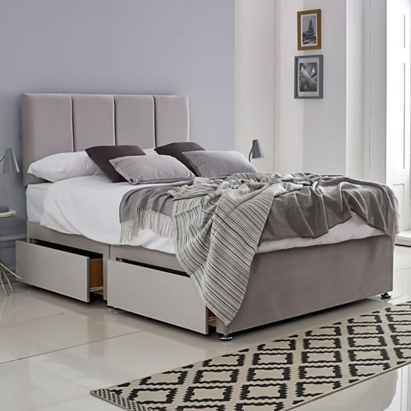 ComfoRest - Elegant 3FT Single Divan Bed - Stylish Divan Single Bed Frame with Headboard - Luxurious 3FT Bed Base for Adults and Girls - Versatile Single Bed Divan Base & Frame (Silver Plush) ComfoRest, Bedding & Upholstery Innovation Leader