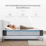 Sweetnight Double Mattress 4FT6 Gel Memory Foam Pocket Sprung Mattress,12 Inch Hybrid Mattress with Breathable Foam , Motion Isolating Individually Wrapped Coils, Medium-Firm Feel,135x190x30 cm Sweetnight