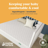 Mother Nurture Classic Eco Fibre Cot Bed Mattress - Hypoallergenic Easy Clean Quilted Cover, Reversible, Water Resistant, Baby Cot Mattress, Firm & Supportive, White, BSI Tested - Size 140x70 x10cm Mother Nurture