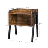 VASAGLE Nightstand, End, Stackable Side, Coffee Table with Open Front Storage Compartment, Retro Rustic Chic Wood Look, Accent Furniture with Metal Legs, Vintage LET54X, 42 x 35 x 52 cm VASAGLE