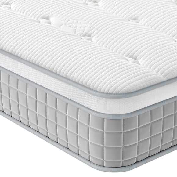 Vesgantti 4FT6 Double Mattress, 9.6 Inch Pocket Sprung Mattress Double with Breathable Foam and Individually Wrapped Spring - Medium Firm Feel, Modern Box Top Collection Vesgantti