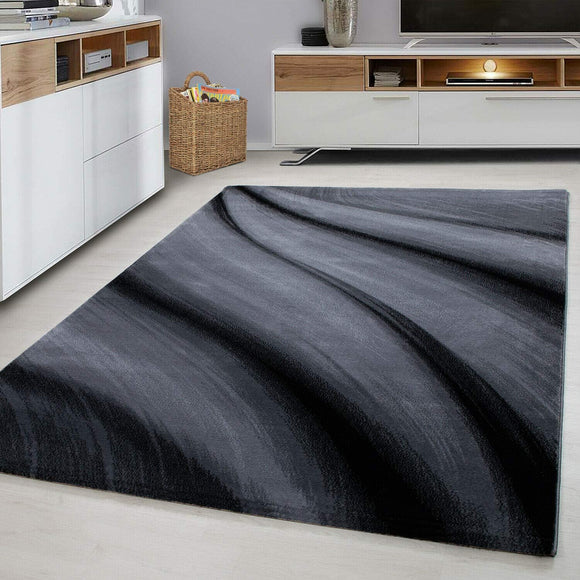 viceroy bedding Rug WAVES Modern Design Black Grey Charcoal Rugs Living Room Extra Large Size Soft Touch Short Pile Style Carpet Area Rugs Non Shedding (120cm x 170cms (4ft x 6ft)) viceroy bedding