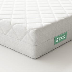 Mother Nurture Classic Eco Fibre Cot Bed Mattress - Hypoallergenic Easy Clean Quilted Cover, Reversible, Water Resistant, Baby Cot Mattress, Firm & Supportive, White, BSI Tested - Size 140x70 x10cm Mother Nurture