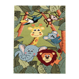 Children's Rug Play Rug Cute Circus Animals Tiger Lion Monkey Playful In Green And Multicolour, Size:80x150 cm TT Home