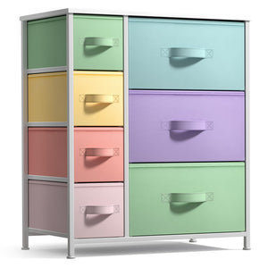 Sorbus Dresser with 7 Drawers - Furniture Storage Tower Chest for Kid's, Teens, Bedroom, Nursery, Playroom, Closet, Clothes, Toy Organization - Steel Frame, Wood Top, Easy Pull Fabric Bins (Pastel) Sorbus