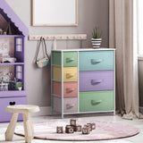 Sorbus Dresser with 7 Drawers - Furniture Storage Tower Chest for Kid's, Teens, Bedroom, Nursery, Playroom, Closet, Clothes, Toy Organization - Steel Frame, Wood Top, Easy Pull Fabric Bins (Pastel) Sorbus