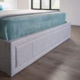 Home Treats Side Lift Up Bed Upholstered Double | Grey Fabric Ottoman Bed Frame With Under Bed Storage 4ft6 (Double, No Mattress) Home Treats