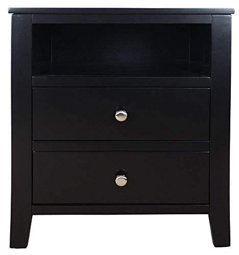 Brooklyn Furniture Black Bedside Table with 2 drawers and shelf - We Love Our Beds