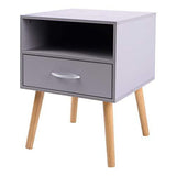 J Bedside Table Set of 2 Nightstands with 1 Drawer and Metal Handle - We Love Our Beds