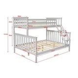 Panana Triple Sleeper Bunk Beds, Grey Solid Wooden Bed Frame - We Love Our Beds