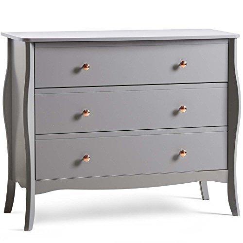Beautify Grey 3 Drawer Chest of Drawers with Rose Gold Handles - We Love Our Beds