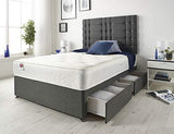 Bed Centre Grey Divan Bed with Sprung Memory Foam Mattress - We Love Our Beds