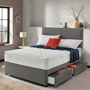 Ghost Beds Lavish Grey Suede Divan Bed Set with Quilted Memory Mattress - We Love Our Beds