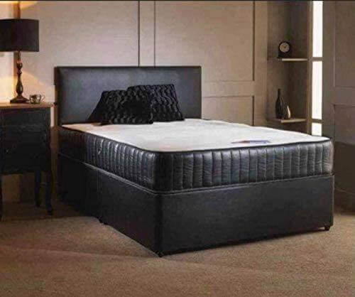 Ghost Beds Black Leather Divan Bed with Unique Leather Memory Collection Mattress - We Love Our Beds