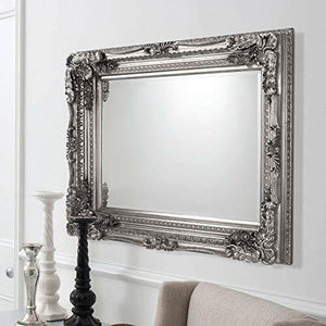 Barcelona Trading Carved Louis Mirror Silver Frame for Hallway or Lounge - We Love Our Beds