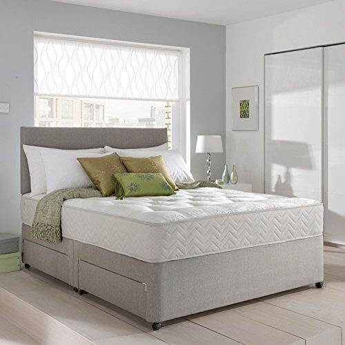 Sleep Factory Grey Suede Memory Foam Divan Bed Set With Mattress - We Love Our Beds