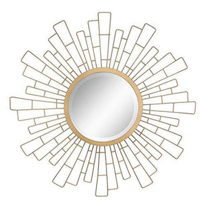 Stonebriar Round Decorative Antique Gold 23" Geometric Mirror - We Love Our Beds