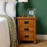 Furniture Octopus Pair of Baysdale 3 Drawer Rustic Oak Bedside Table - We Love Our Beds