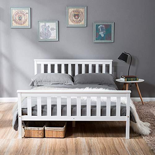 Life Carver Double Wooden Bed Frame in White Solid Pine - We Love Our Beds